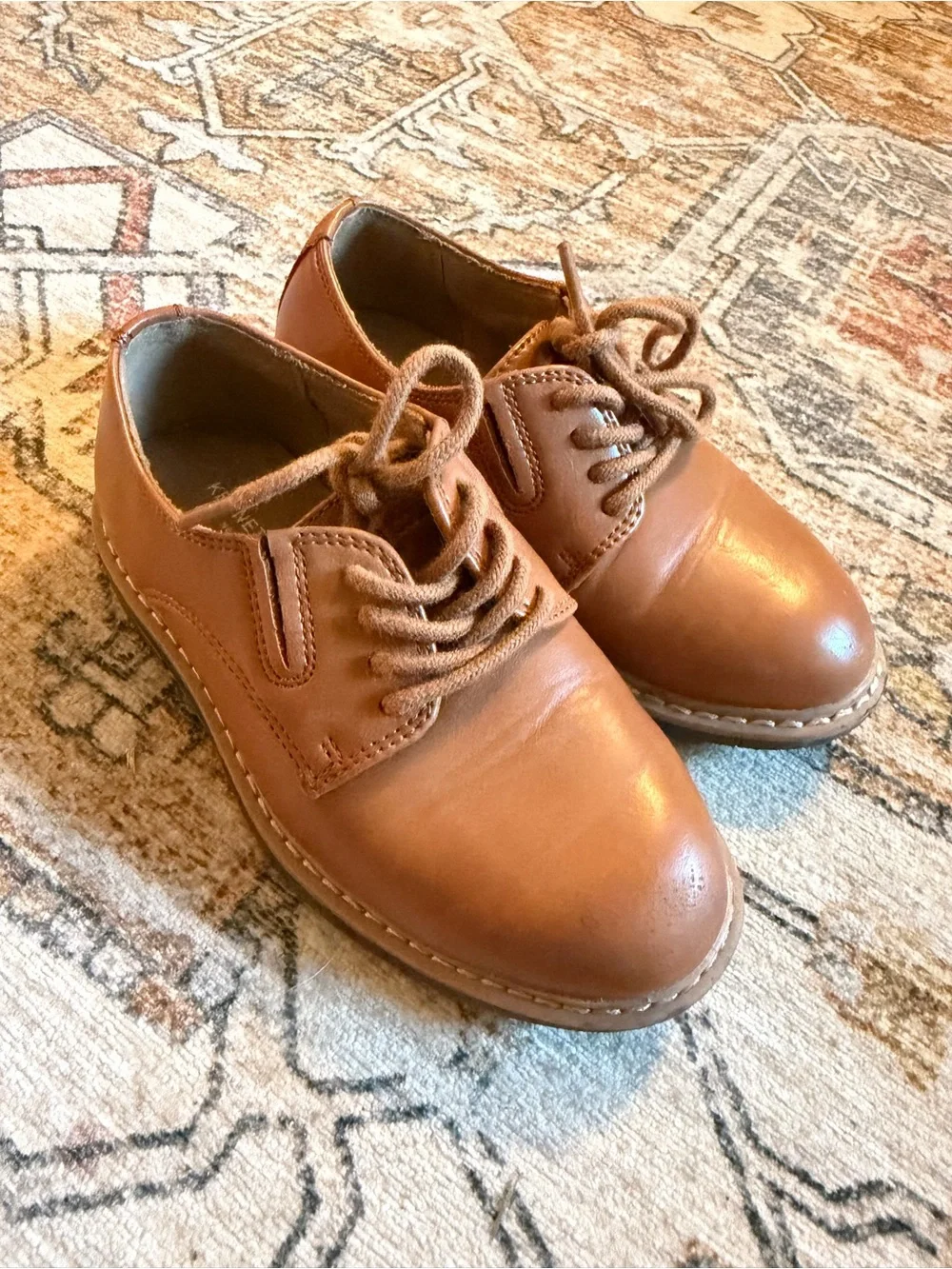 Kenneth Cole Kids Tan Lace Up Oxford Dress Shoes 10